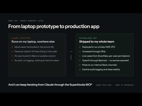 Superblocks Builder MCP: Build production-grade enterprise apps from Claude, ChatGPT, or Gemini