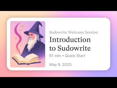 Introduction to AI Writing with Sudowrite: A One Hour Overview