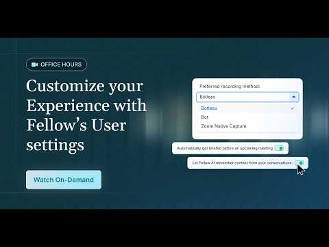 Workshop: How to Customize your Fellow Experience with User Settings